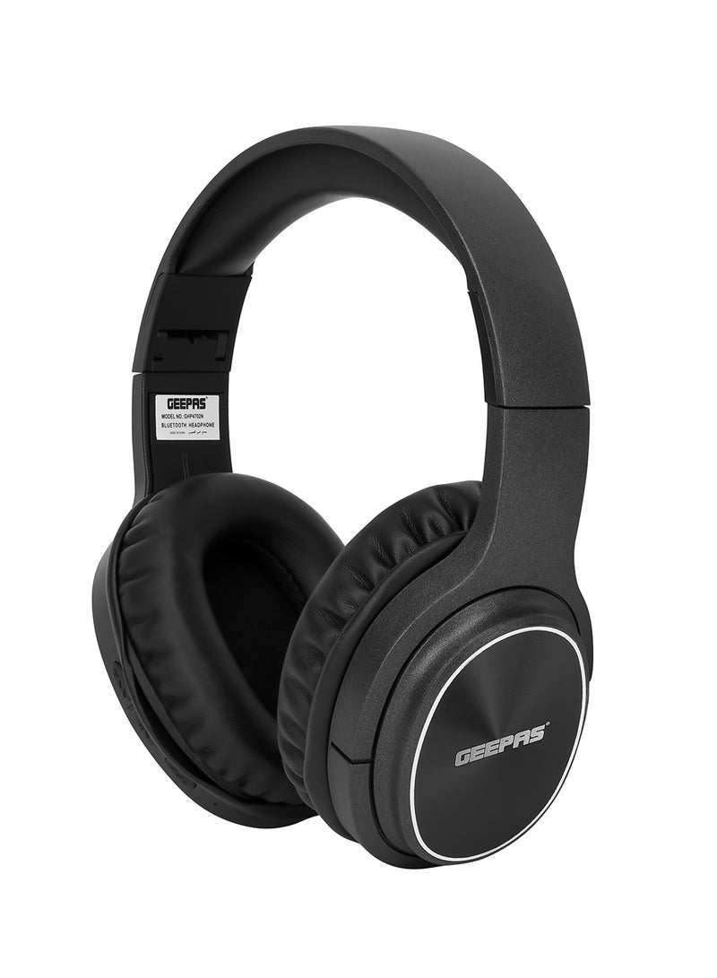GEEPAS Bluetooth Headphone High-Quality Sound and 10 Hours Working Time| Wired & Wireless Use Improves Mobility and Flexibility| Hands Free Call, FM Radio, AUX Input|  Comfortable, Modern and Foldable Design with Soft Earmuff | 2 Years Warranty Black - Image 1