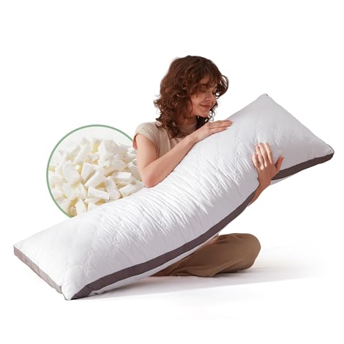 Decroom Memory Foam Body Pillow for Adults UltraSoft Full Body Pillow with Diamond Quilted Cover Support for Side Sleepers  Machine Washable 20x54 Inch White