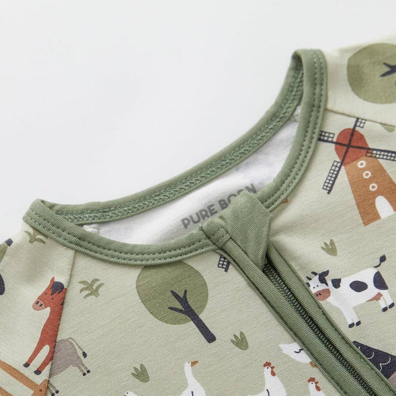 pureborn Baby Boys Sleeper Viscose from Bamboo Pajamas 2-Way Zipper Snug Fit Sleepwear Farm 6-12 Months - Image 5