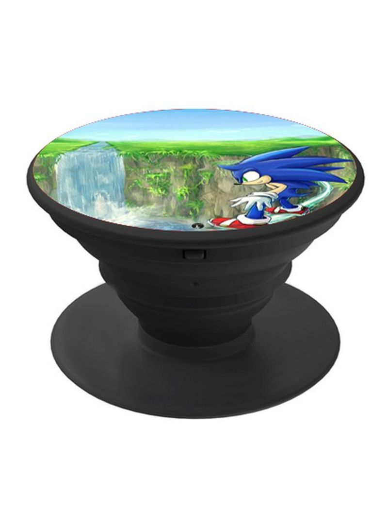 RKN Sonic Printed Pop Socket Finger Grip Phone Holder Black/Blue/Green - Image 1