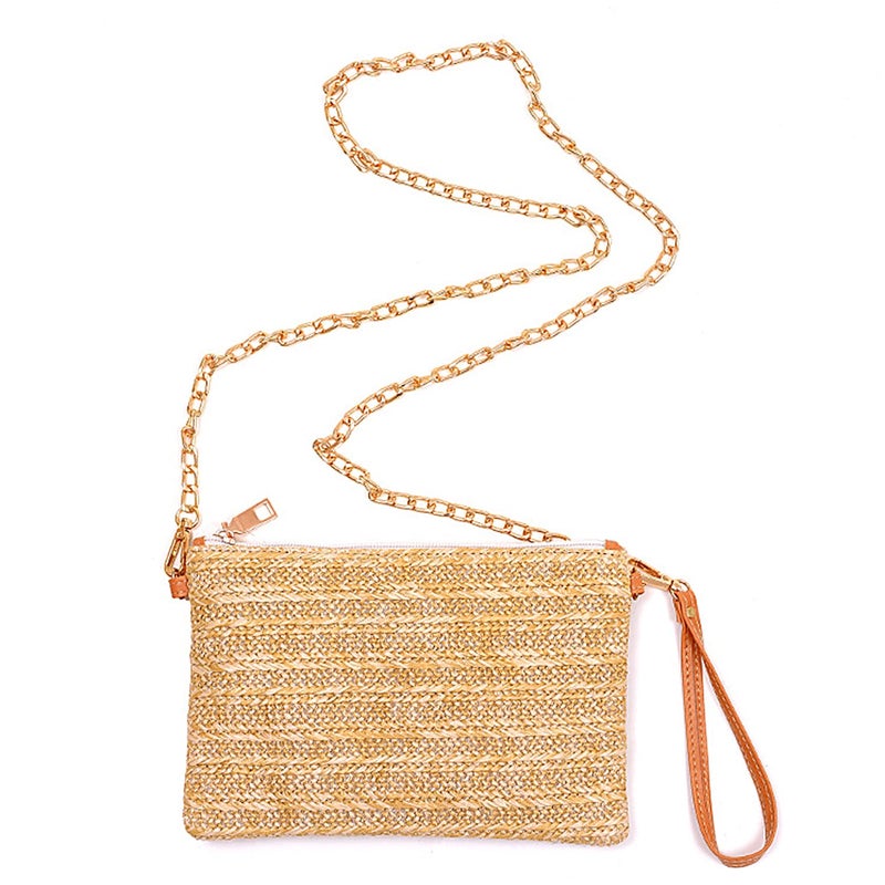 Beurlike Straw Clutch Purses for Women Beach Wristlet Wallet Small Cross body bag for Girls(Natural) - Image 5