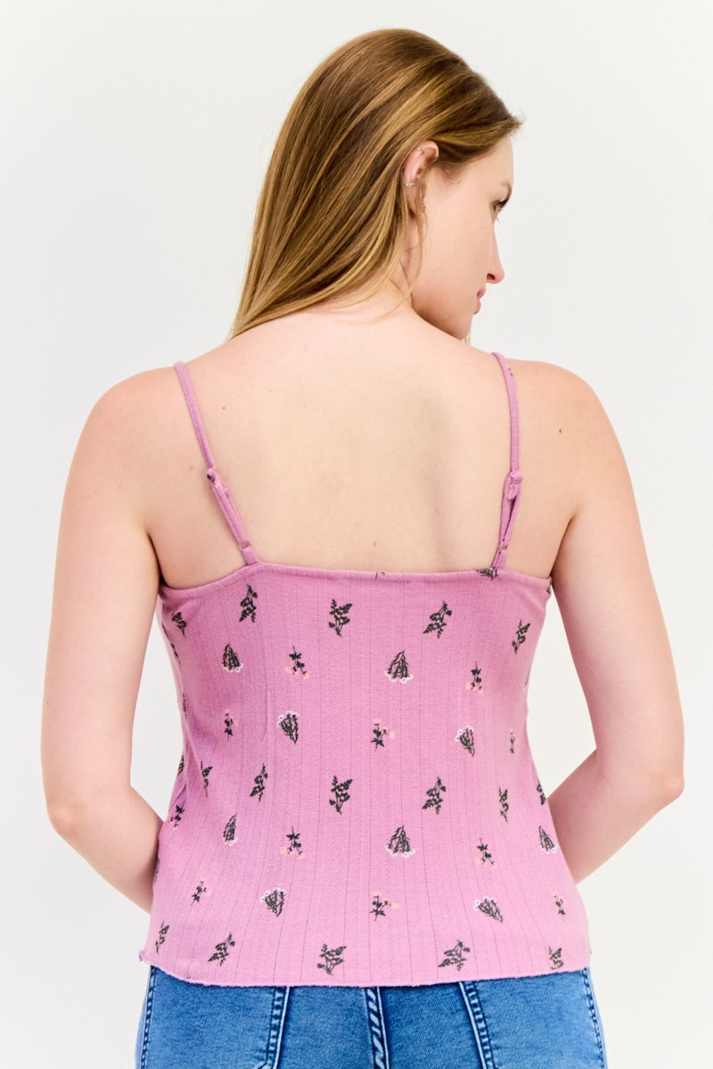 ONLY Women Square Neck Sleeveless Floral Print Tank Top, Multicolor - Image 3