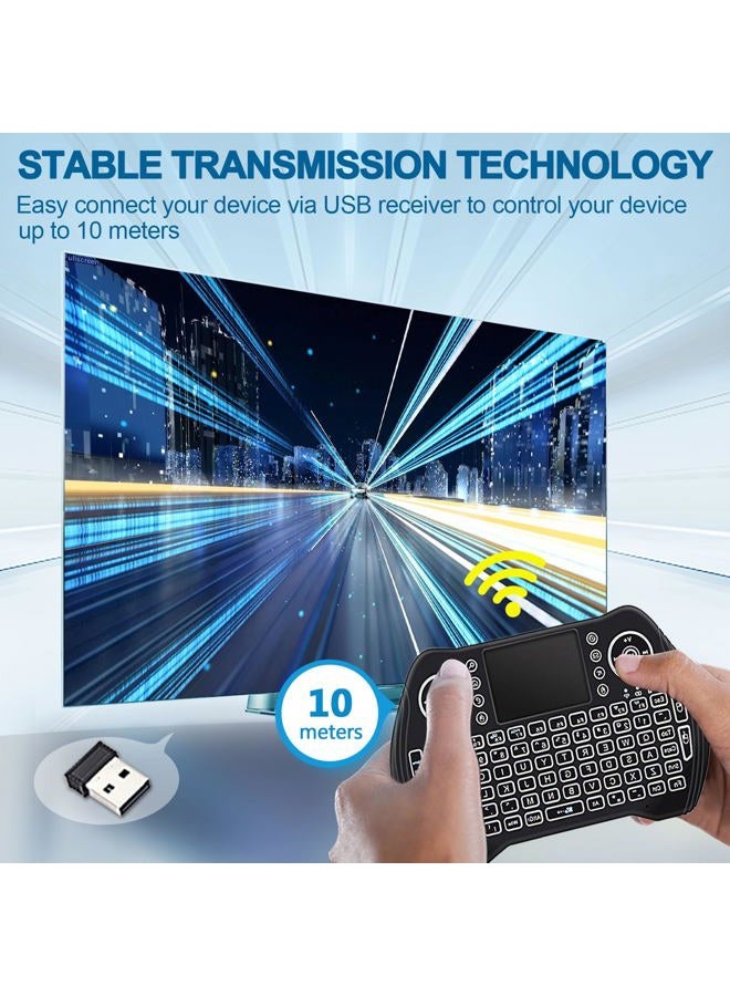 EASYTONE Backlit Mini Wireless Keyboard with Touchpad Mouse Combo with Rechargable Li-ion Battery & Multi-Media Handheld Keyboard for Google Android TV Box Smart TV X-Box PC HTPC PS3 PAD Windows Linux MacOS - Image 2