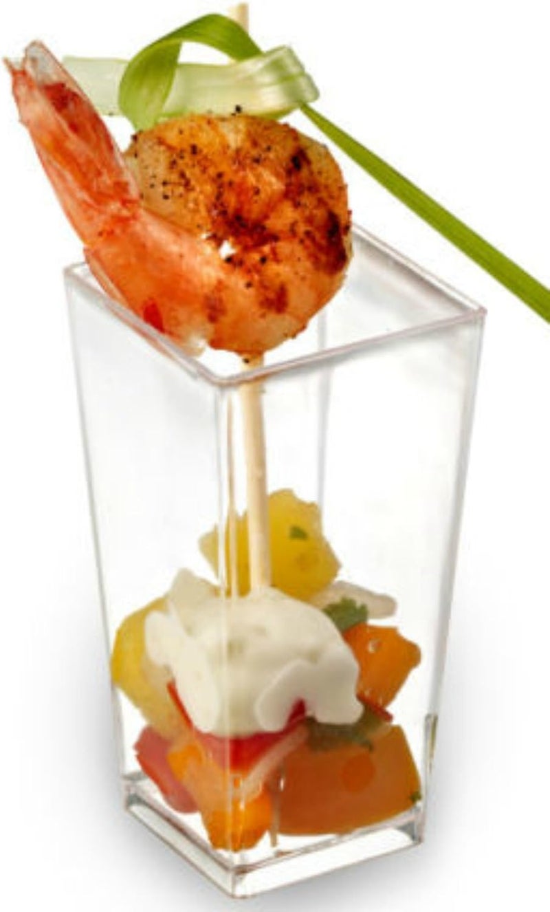 Zappy Tall Square Mini Cube 3oz Clear Plastic Tasting  Sample Shot Glasses Parfait  Souffle Jello Dessert Tumbler Cups 40 Ct Party Mini Dessert Cups - Image 3