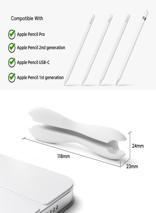 اليتيو جراب ELETIUO متوافق مع قلم Apple Pencil Pro، الجيل الأول/الثاني، طراز USB-C، غطاء سيليكون واقٍ، تصميم مريح برأسين، متوافق مع الشحن المغناطيسي والنقر المزدوج، أبيض - Image 2