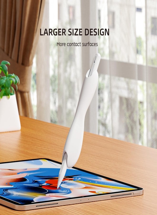 اليتيو جراب ELETIUO متوافق مع قلم Apple Pencil Pro، الجيل الأول/الثاني، طراز USB-C، غطاء سيليكون واقٍ، تصميم مريح برأسين، متوافق مع الشحن المغناطيسي والنقر المزدوج، أبيض - Image 4