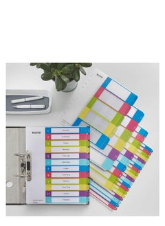 LEITZ Leitz 1-20 Index, A4, Pc Printable, Heavy Duty Plastic, Extra Wide, White/Multi-Coloured, Wow Range, 12450000  - Image 3