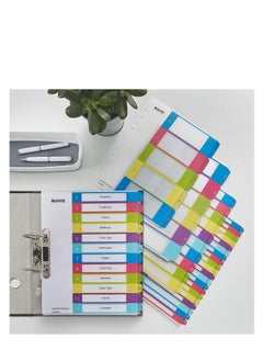 LEITZ Leitz 1-20 Index, A4, Pc Printable, Heavy Duty Plastic, Extra Wide, White/Multi-Coloured, Wow Range, 12450000  - Image 2