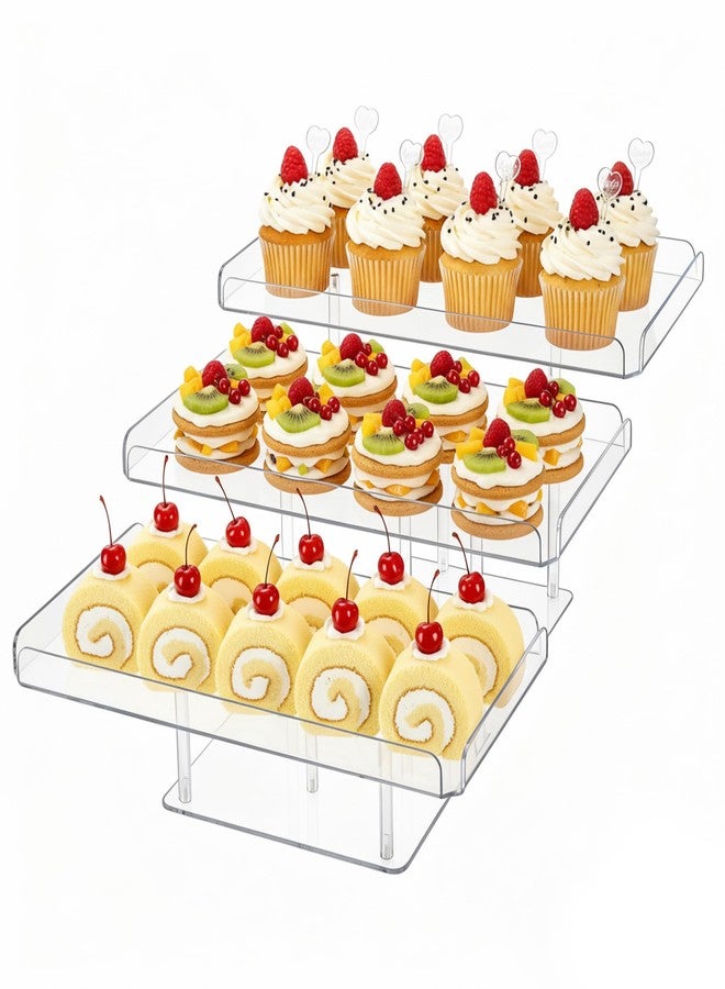 Nagpew Clear Cupcake Stand, 3 Tiered Acrylic Dessert Table Display Set for 54 Cupcakes, Large Food Display Riser Serving Platter for Wedding, Party, Baby Shower, Buffet - Image 1