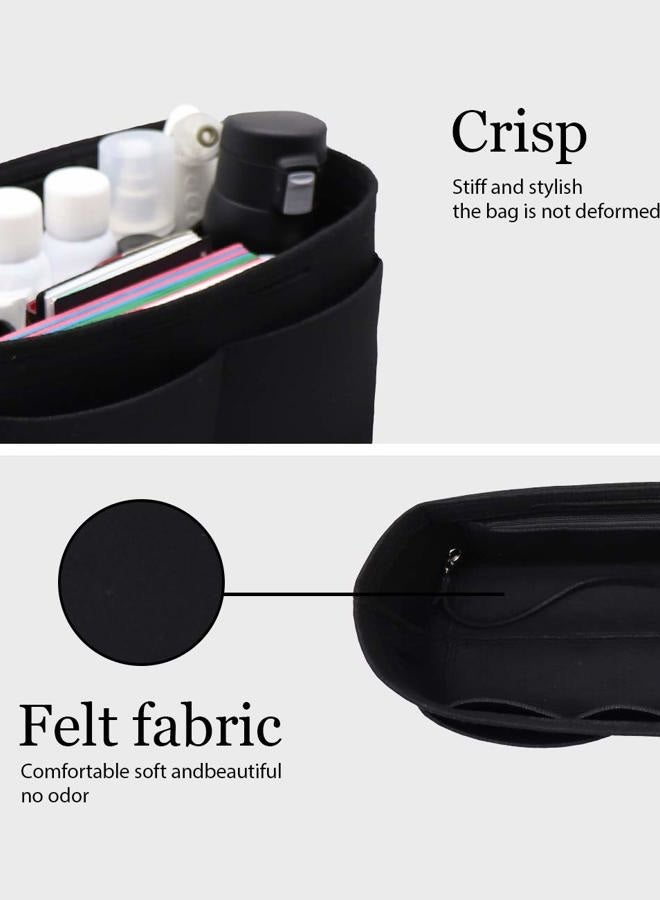 LEXSION Felt Handbag Insert Organizer Bag In Bag with Two Removeable Holder Black Medium - Image 4