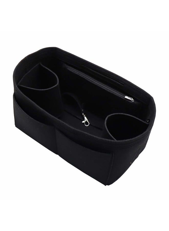 LEXSION Felt Handbag Insert Organizer Bag In Bag with Two Removeable Holder Black Medium - Image 1