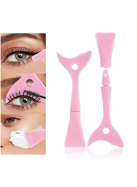 Mascara Guard Silicone Mascara Shield Applicator Eye Lash Eyeshadow Eyeliner Auxiliary Tool with Face Mud Mask Brush Applicator Reusable Detachable Multi-Purpose Lazy Quick Eye Makeup Tool(Pink)