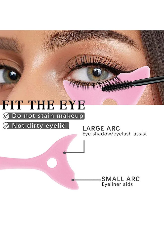 Mascara Guard Silicone Mascara Shield Applicator Eye Lash Eyeshadow Eyeliner Auxiliary Tool with Face Mud Mask Brush Applicator Reusable Detachable Multi-Purpose Lazy Quick Eye Makeup Tool(Pink)