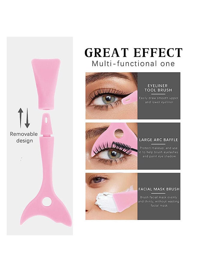 Mascara Guard Silicone Mascara Shield Applicator Eye Lash Eyeshadow Eyeliner Auxiliary Tool with Face Mud Mask Brush Applicator Reusable Detachable Multi-Purpose Lazy Quick Eye Makeup Tool(Pink)