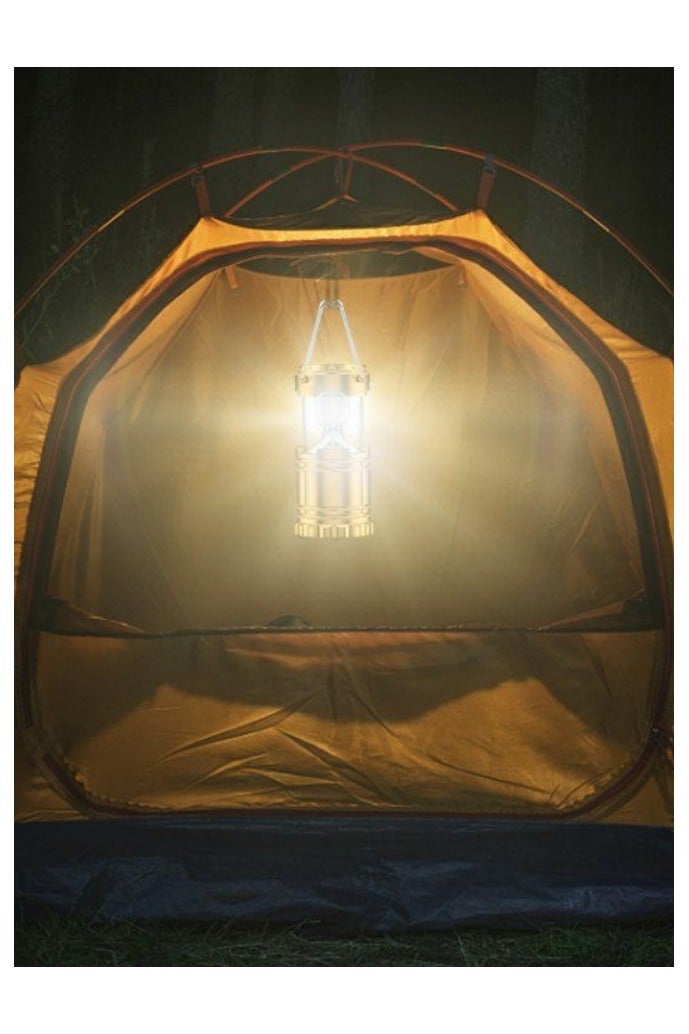 Collapsible Portable LED Camping Lantern Lightweight Waterproof Solar USB Rechargeable LED Flashlight Survival Kits for Indoor Outdoor Home Emergency Light Power Outages Hiking Hurricane 1-Pack Golden - Image 4