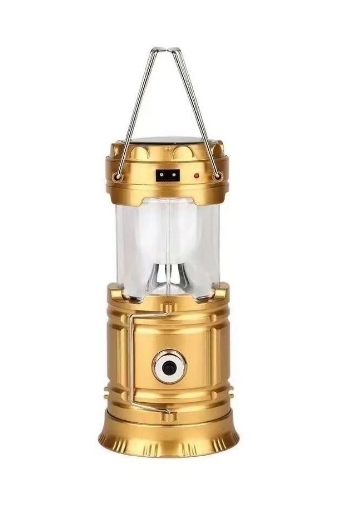 Collapsible Portable LED Camping Lantern Lightweight Waterproof Solar USB Rechargeable LED Flashlight Survival Kits for Indoor Outdoor Home Emergency Light Power Outages Hiking Hurricane 1-Pack Golden - Image 5