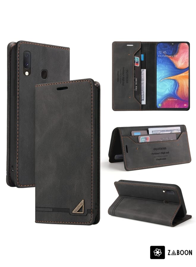 Zaboon Protective Case For Samsung Galaxy A20e Skin Feel Anti-theft Brush Horizontal Flip Leather Case with Holder & Card Slots & Wallet - Image 1