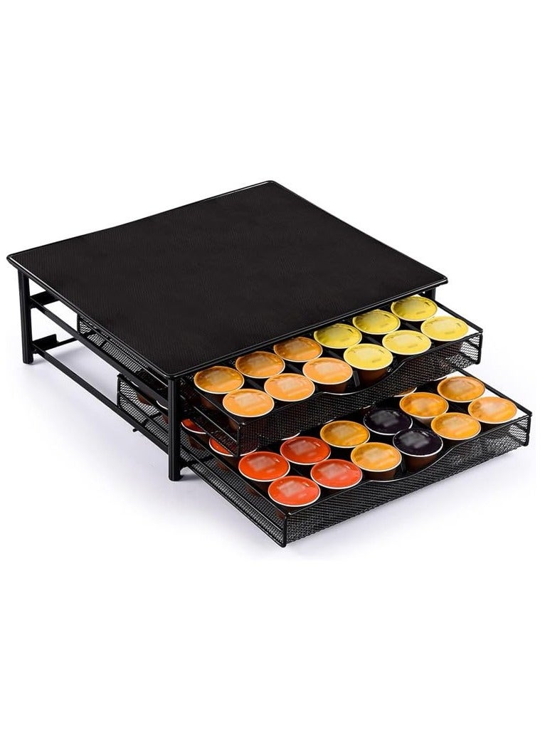 NIUB 2-Tier Coffee Pod Drawers, 72 Dolce Gusto Pod Holder, Coffee Capsule Storage Rack for Dolce Gusto K Cup, Coffee Machine Stand Organizer for Home Kitchen Office - Image 1