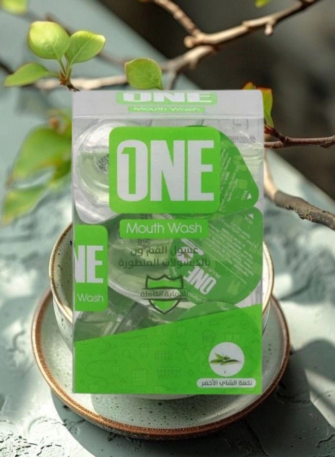 One 12 Pieces Mouth Wash Green Tea Flavor 20 Capsules 15ML - Image 2