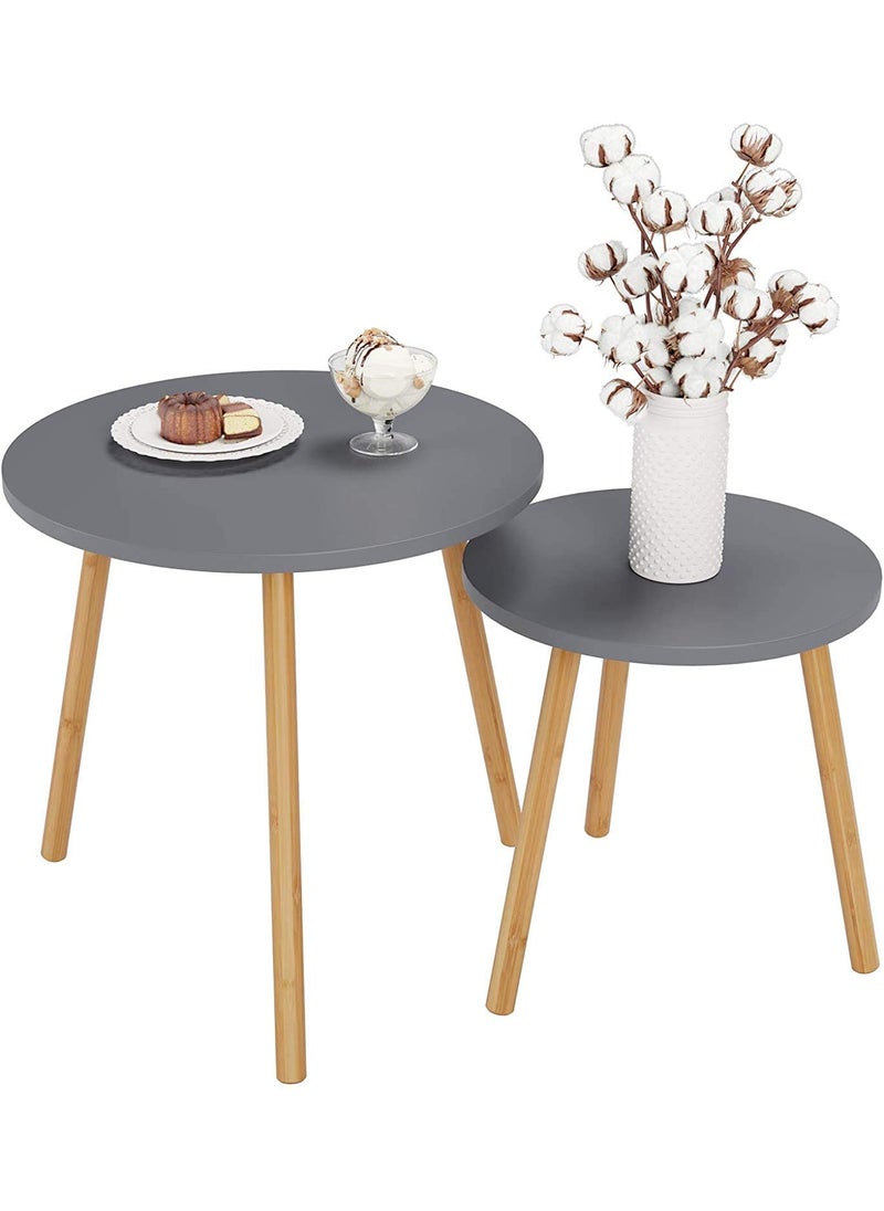 Device Bas with BROWN ART SHOPPEE Brown Art SHOPPEE Side Tables Living Room Tables Nesting Tables Set of 2 Small Coffee Table Modern Minimalist Round Center Table for Sofa Bedside Bedroom Apartment Ofiice Grey 