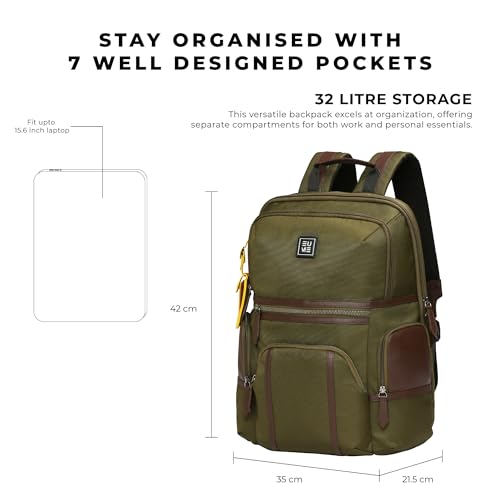 EUME Asher 32L Laptop Bag for Men | 2 Large Compartment | Fits Up to 15.6" Laptop | Nylon Fabric Travel Backpack | Travel Backpack for Men & Women - Image 3