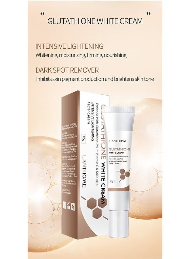 Lanthome Glutathione Whitening Cream 20g, Intensive Lightening, Facial Dark Spots Remover, Face Moisturizer, Moisturizing and Brightening Tone Up Cream, Skin Lightening Cream with Kojic Acid - Image 2