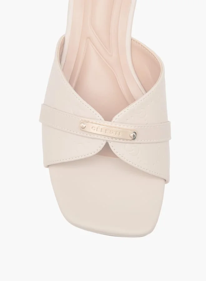 Celeste Women's Monogram Embossed Slip-On Sandals with Wedge Heels