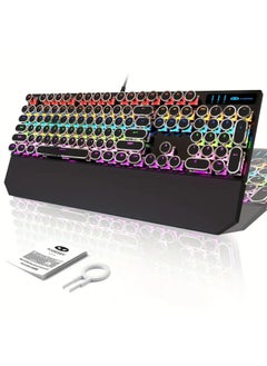 NAFEH Gaming Keyboard and Mouse set Typewriter Mechanical Retro Punk Round Keycaps With RGB Rainbow Backlit USB Wired Keyboards For Game And Office  - Image 2