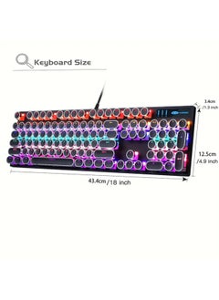 NAFEH Gaming Keyboard and Mouse set Typewriter Mechanical Retro Punk Round Keycaps With RGB Rainbow Backlit USB Wired Keyboards For Game And Office  - Image 5
