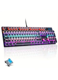 NAFEH Gaming Keyboard and Mouse set Typewriter Mechanical Retro Punk Round Keycaps With RGB Rainbow Backlit USB Wired Keyboards For Game And Office  - Image 4