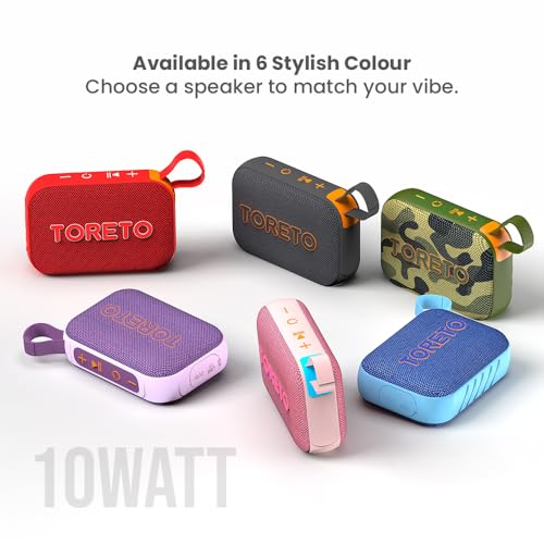 Toreto Buzz 10W Portable Bluetooth Speaker with Premium Fabric Finish, TWS, BT v5.4, Remote Selfie Control, USB/TF/FM, Type-C Fast Charging | Up to 5H Playtime | BT Calling (Obsidian Black) - Image 5