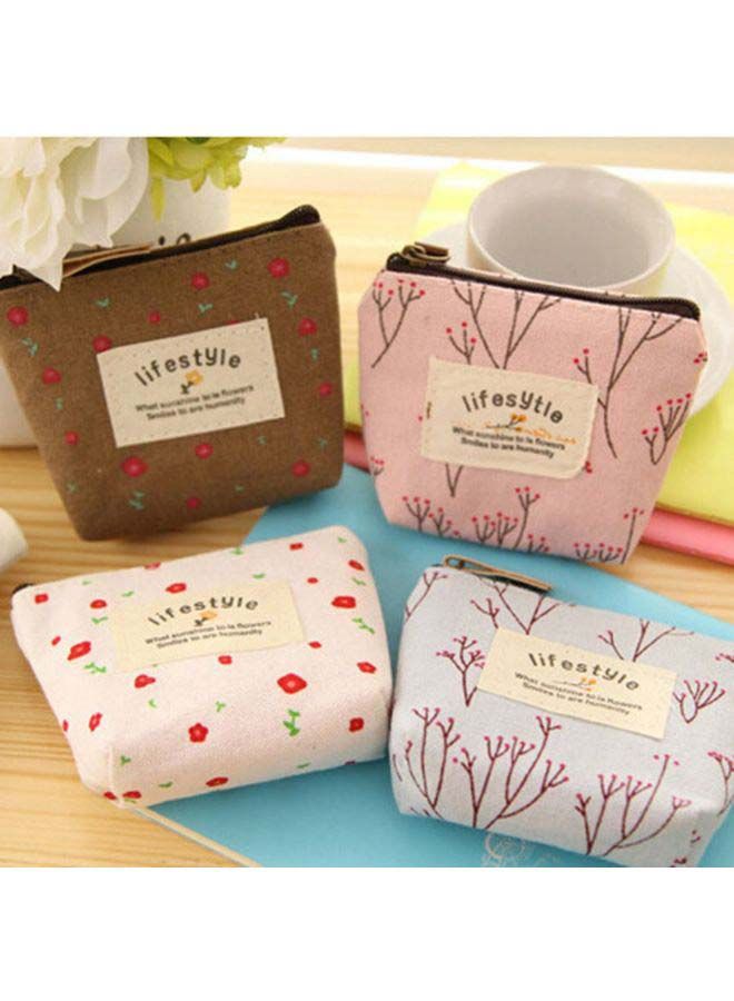 نيبمينينت محفظة عملات معدنية بنقشة زهور بنمط ريفي بني/أحمر - Image 2