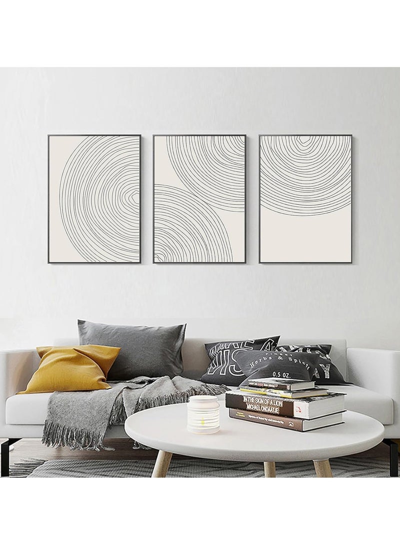Today Idea Minimalist Circle Geometric Line Art Boho Wall Art Set of 3 Neutral Abstract Canvas Painting Pictures Boho Prints Wall Art Unframed Artwork Posters for Bedroom Living Room Wall Decor 12X16 Inch - Image 1