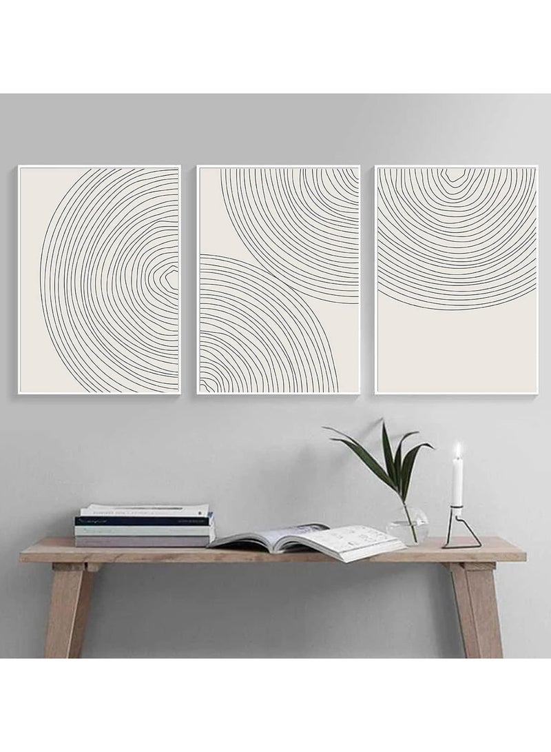 Today Idea Minimalist Circle Geometric Line Art Boho Wall Art Set of 3 Neutral Abstract Canvas Painting Pictures Boho Prints Wall Art Unframed Artwork Posters for Bedroom Living Room Wall Decor 12X16 Inch - Image 3