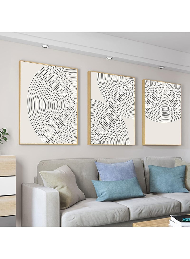 Today Idea Minimalist Circle Geometric Line Art Boho Wall Art Set of 3 Neutral Abstract Canvas Painting Pictures Boho Prints Wall Art Unframed Artwork Posters for Bedroom Living Room Wall Decor 12X16 Inch - Image 4