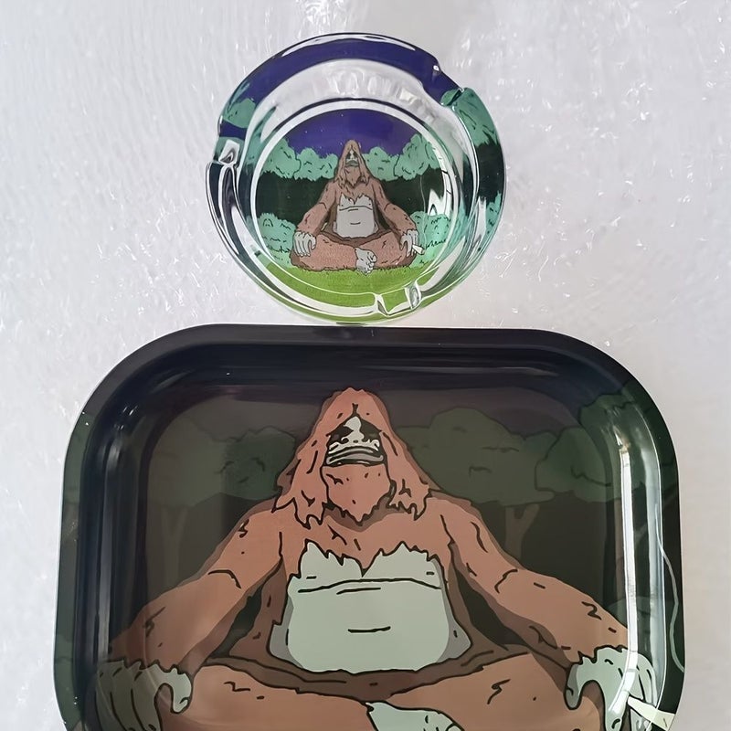 2pcs Set Big Wild Man Glass Ashtray 85mm Rolling Tray Car Accessory Home Decor - Image 5