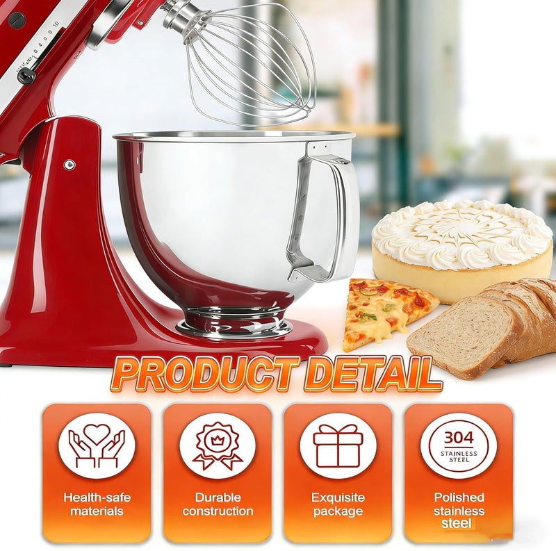 TIZZE ملحق الخفق K45WW لخل��طات KitchenAid سعة 4.5 و5 كوارت من نوع الرأس المائل - خفاقة من الفولاذ المقاوم للصدأ بستة أسلاك آمنة للغسيل في غسالة الأطباق - تصميم ثقيل مطور للخفق السريع للكريمة والبيض والتزيين - Image 5