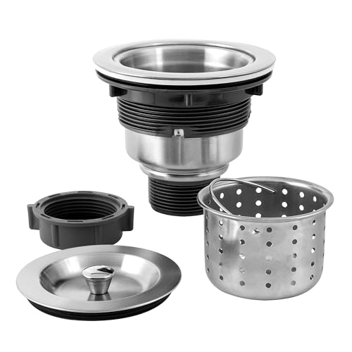 LQS Kitchen Sink Drain Assembly, Kitchen Sink Strainer with Deep Removable Waste Basket, Stainless Steel Sink Basket Strainer with Drain Assembly for 3-1/2-inch Sink Opening Size (Brushed Nickel) - Image 1