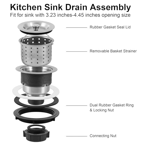 LQS Kitchen Sink Drain Assembly, Kitchen Sink Strainer with Deep Removable Waste Basket, Stainless Steel Sink Basket Strainer with Drain Assembly for 3-1/2-inch Sink Opening Size (Brushed Nickel) - Image 5