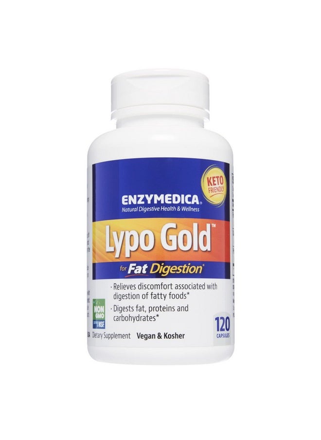 ENZYMEDICA - Lypo Gold Concentrated Amounts Of Lipase Enzyme For Fatty Food Digestion 120 Capsules (120 Servings) - Image 1