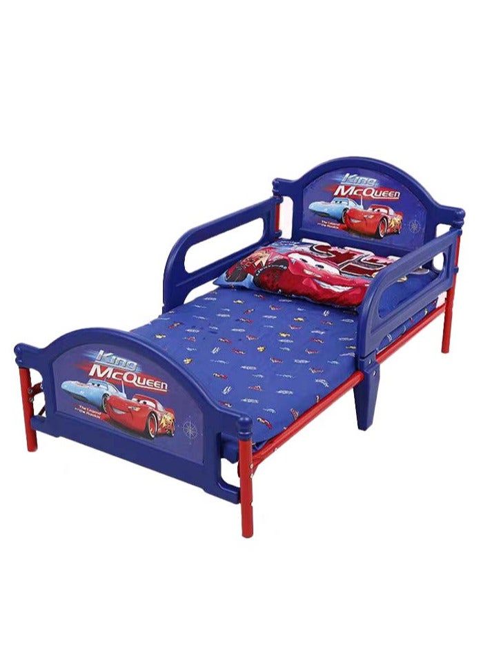 سرير أطفال حديد مع بلاستيك بنمط سيارة مقاس 150*70 سم