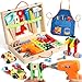 TONZE Kids Tool Set with Drill Educational Montessori Toys for 3 Year Old Boys 44 Pcs STEM Kids Toys Wooden Toddler Tool Set with Apron Box Birthday Gifts for 3 4 5 Year Old Boy Girl - Image 3