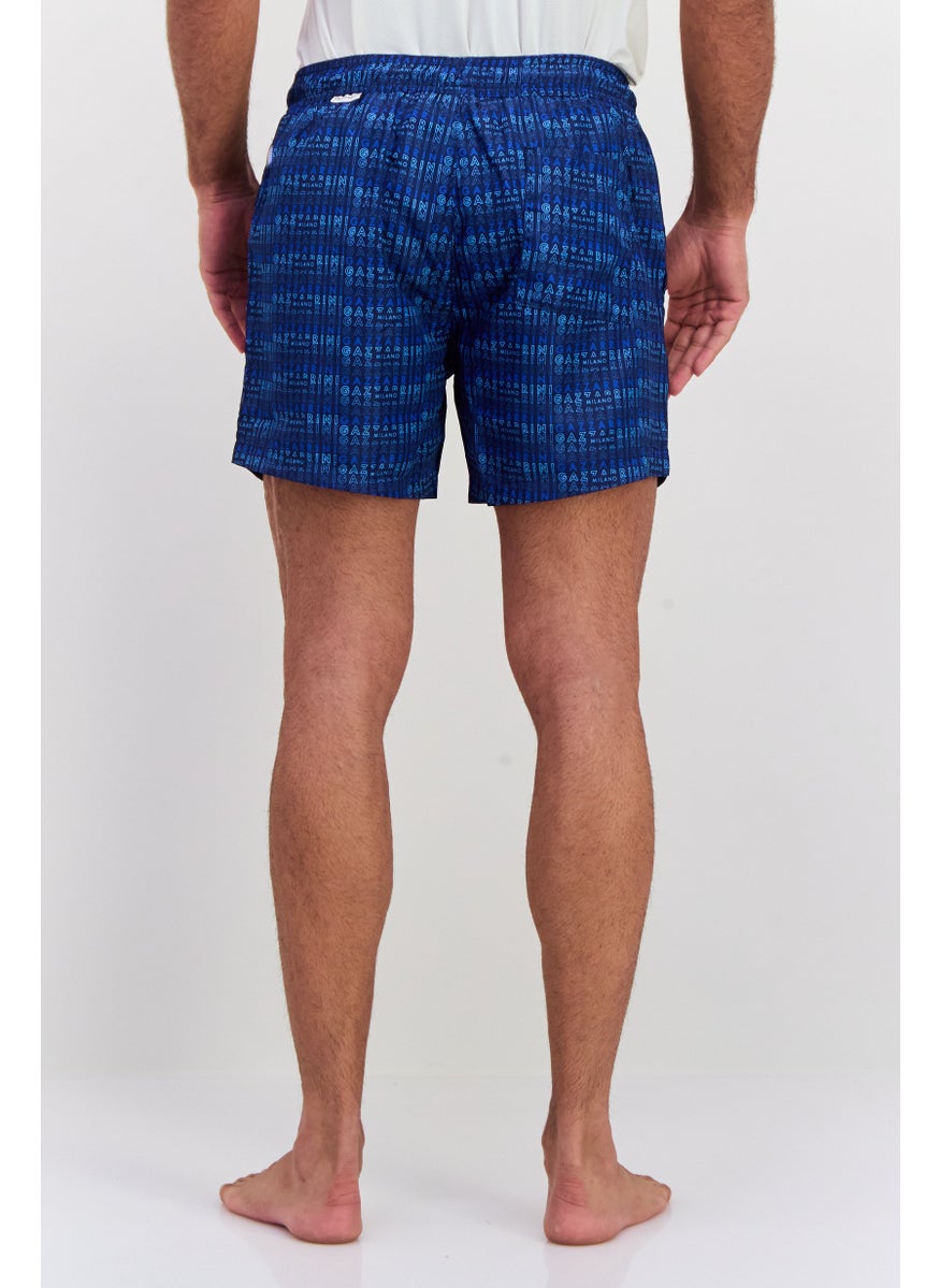 Gazzarrini Men Drawstring Allover Print Swim Short, Navy  - Image 3