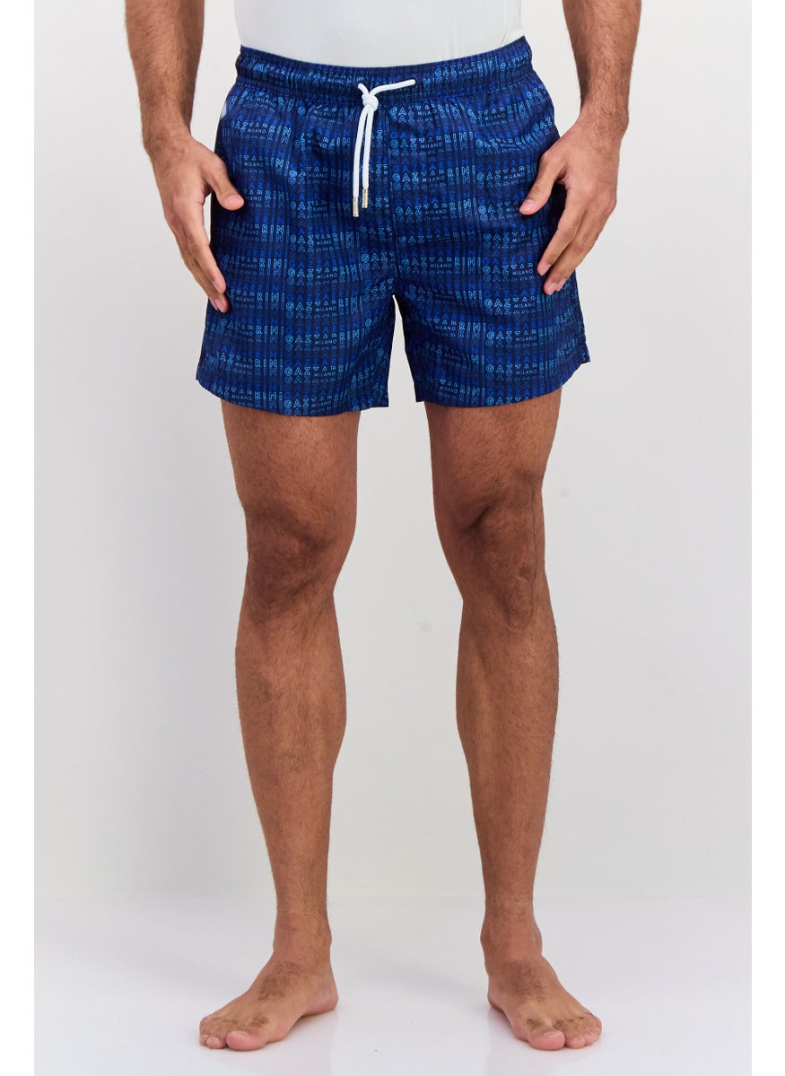 Gazzarrini Men Drawstring Allover Print Swim Short, Navy  - Image 1