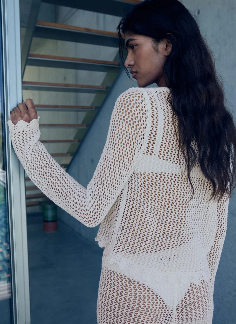 MANGO Crochet cardigan with buttons