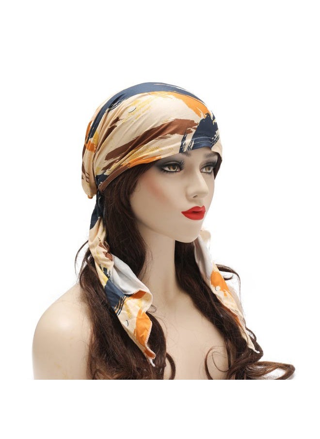 ZLYC Chemo Headwear Pre Tied Head Scarf Headwraps Lightweight Turban Beanie Cap for Women (Camo Khaki)  - Image 2