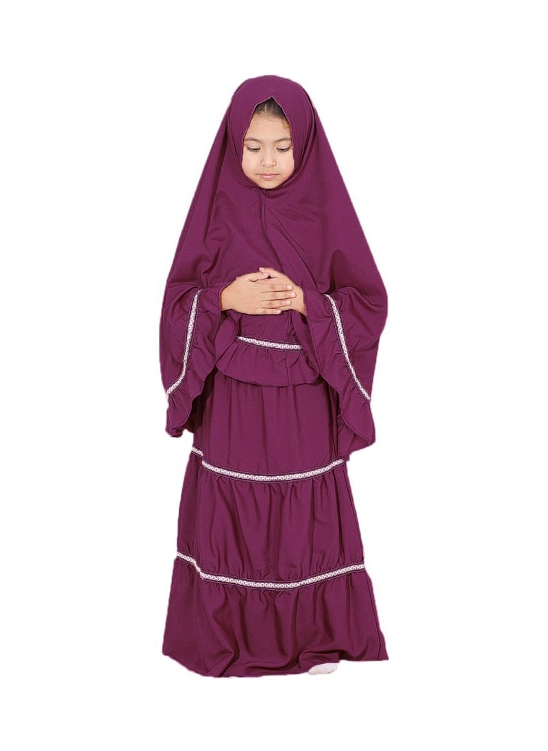 Elanesa  - Ruffle Prayer Set For Kids Berry Color - Image 1