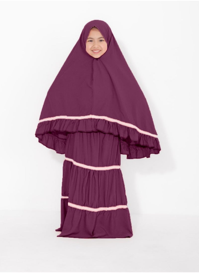 Elanesa  - Ruffle Prayer Set For Kids Berry Color - Image 1