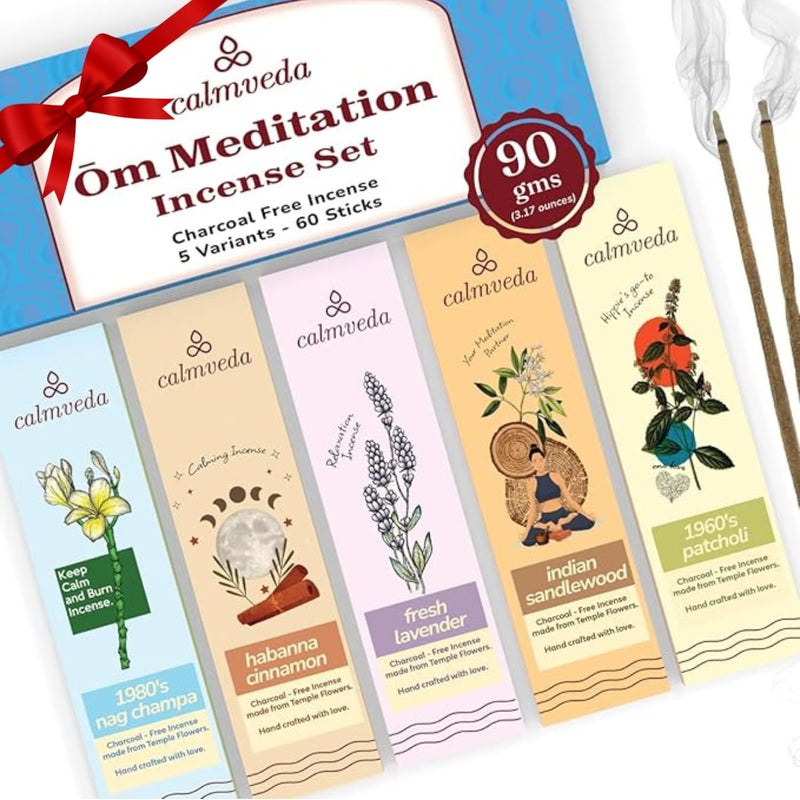 m Meditation Incense Sticks 5 Variants 60 Insenses Charcoal Free InscentsSticks Nag Champa 60s Patchouli Incense Lavender Incense Cinnamon Sandalwood Incense Perfect Care Gift