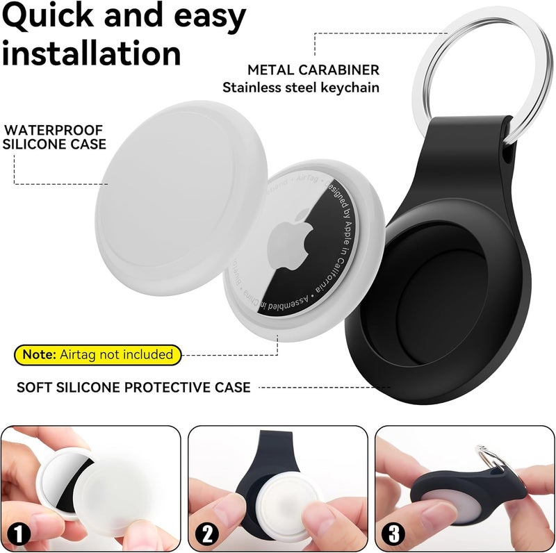 for Airtag Holder Keychain 6 Pack,Waterproof Apple airtag case with Key Ring,Silicone Air Tags Keychain for Luggage,Keys,Backpack,Car,Bags,Kids - Image 2